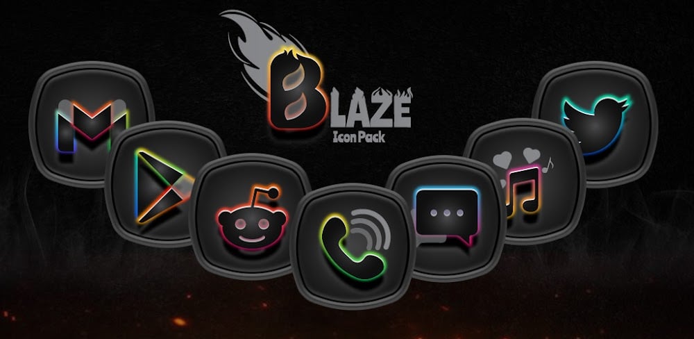 Blaze Dark Icon Pack v2.0.1 APK (Patched) Download